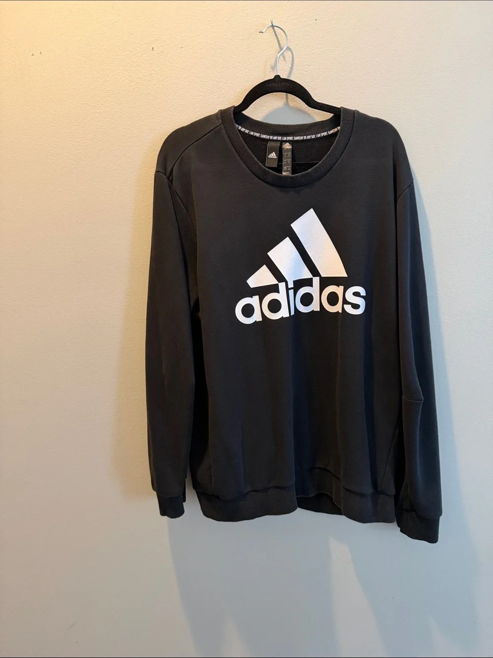 adidas Black Crewneck Sweatshirt with White Logo